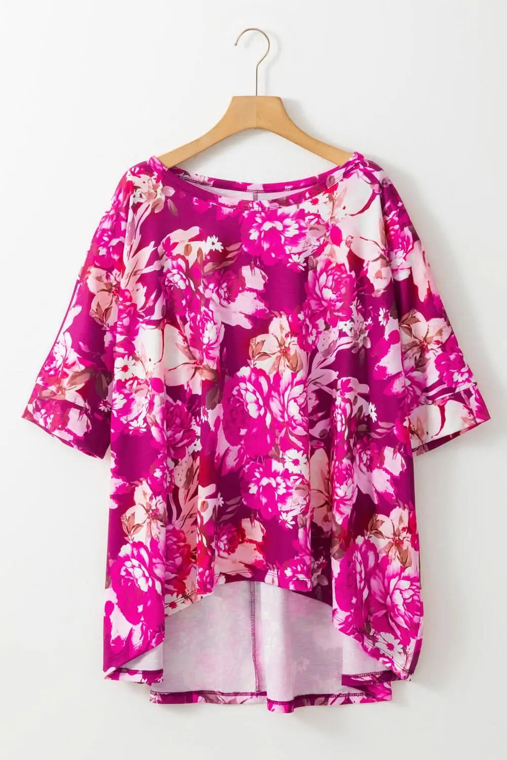 Vibrant red floral plus size blouse - Love Salve